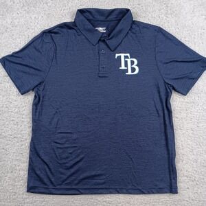 MLB Genuine Merchandise Polo Shirt Mens Large Navy Blue Tampa Bay Rays 2G11